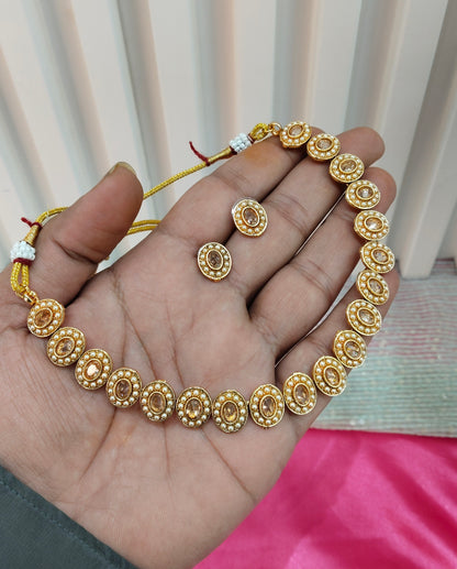 Gold Polki  Necklace Indian Jewellery Studio Set