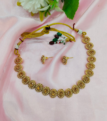 Gold Polki  Necklace Indian Jewellery Studio Set