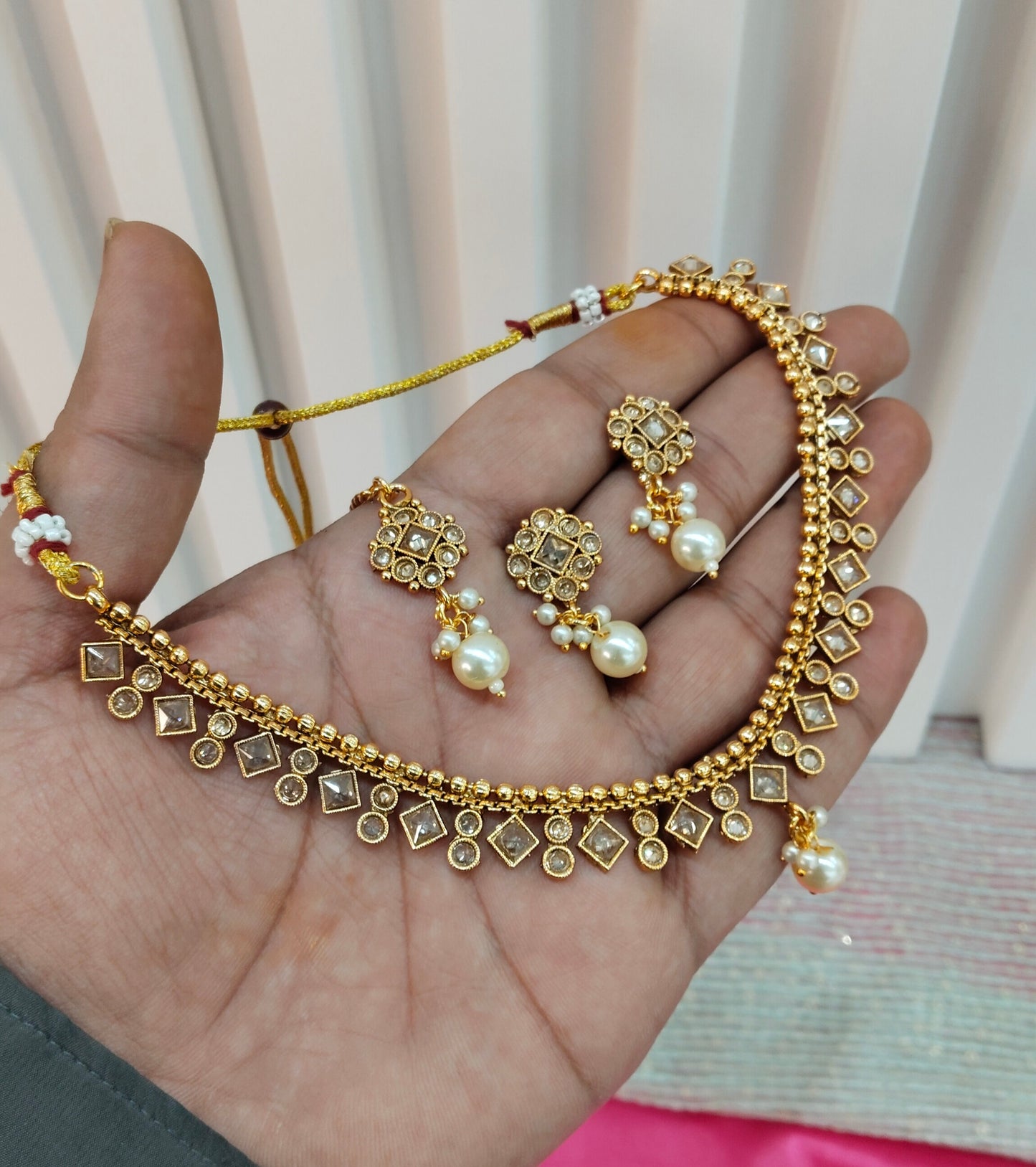 Gold Polki  Necklace Indian Jewellery Studio Set