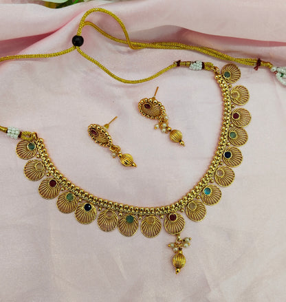 Multi Color Gold Polki Necklace Indian Jewellery Studio Set