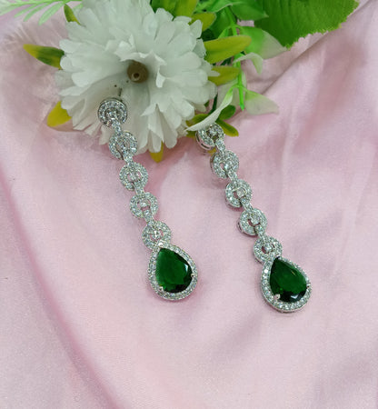 Silver Green American Diamond CZ Earining Prince Online