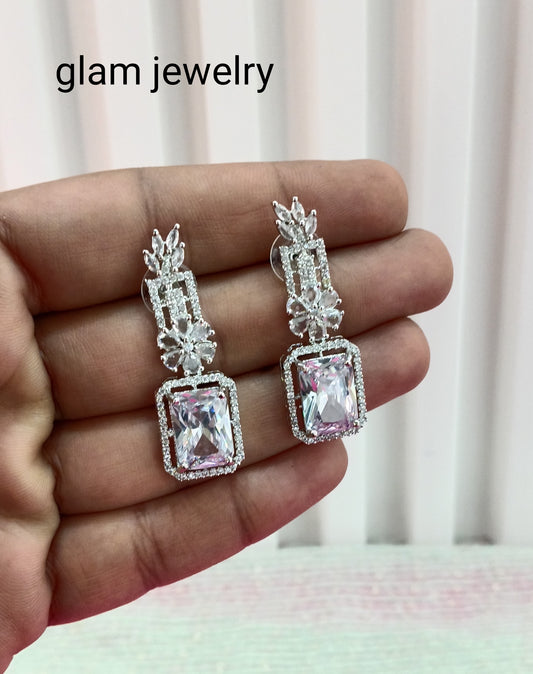 Silver Clear American Diamond CZ Earining Prince Online