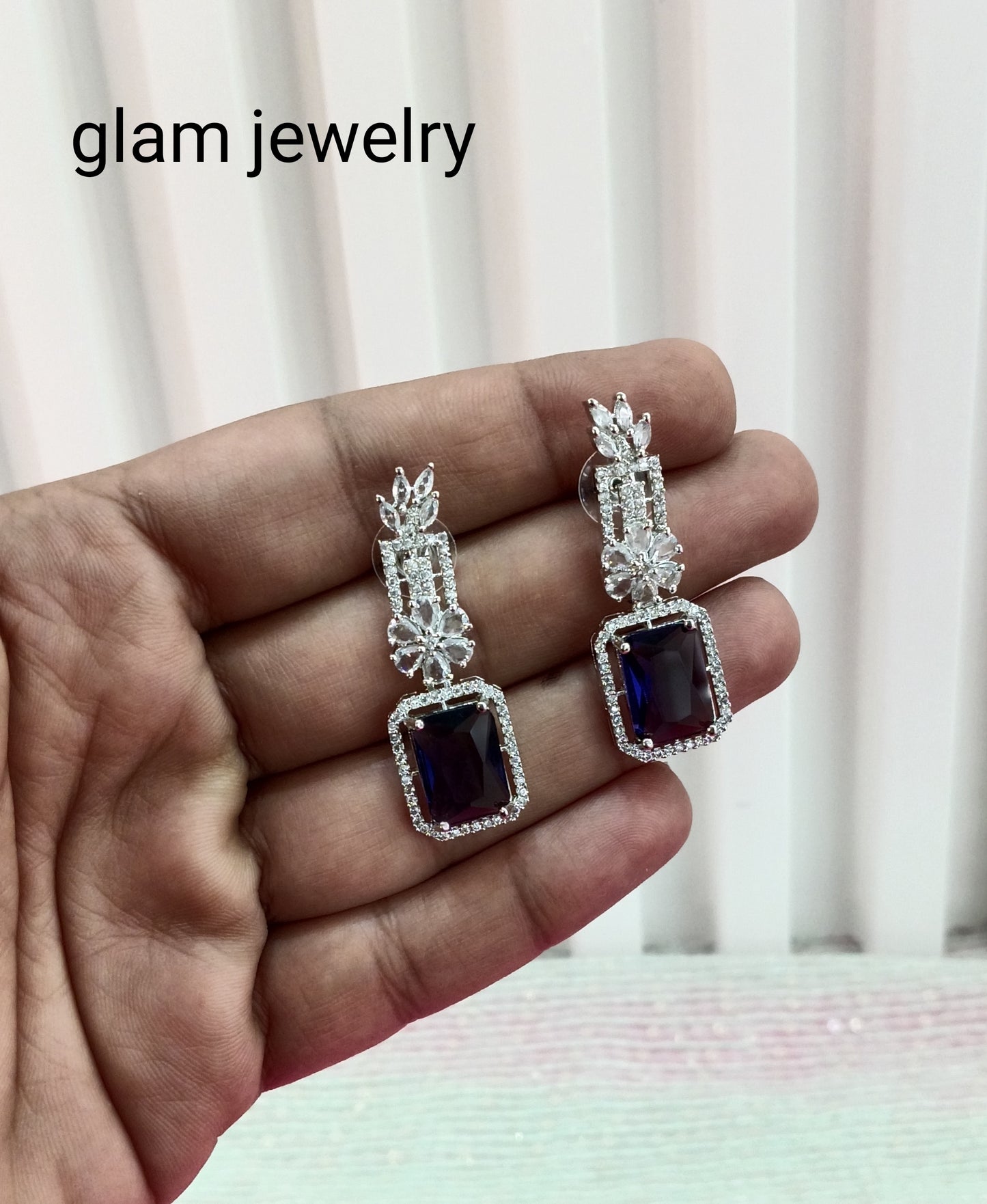 Silver Light Purple American Diamond CZ Earining Prince Online