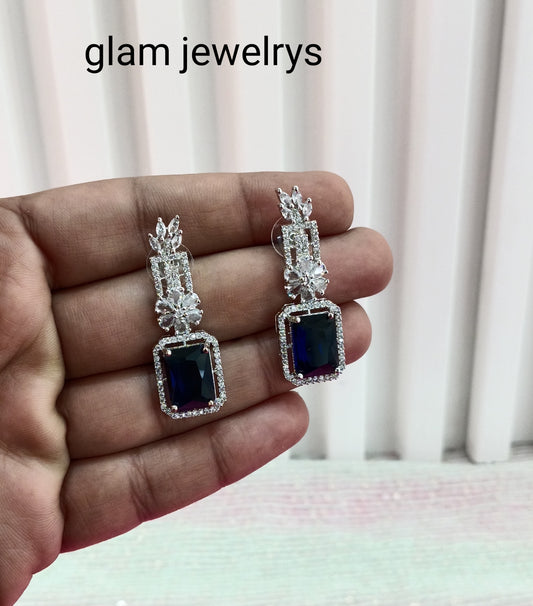 Silver Blue American Diamond CZ Earining Prince Online