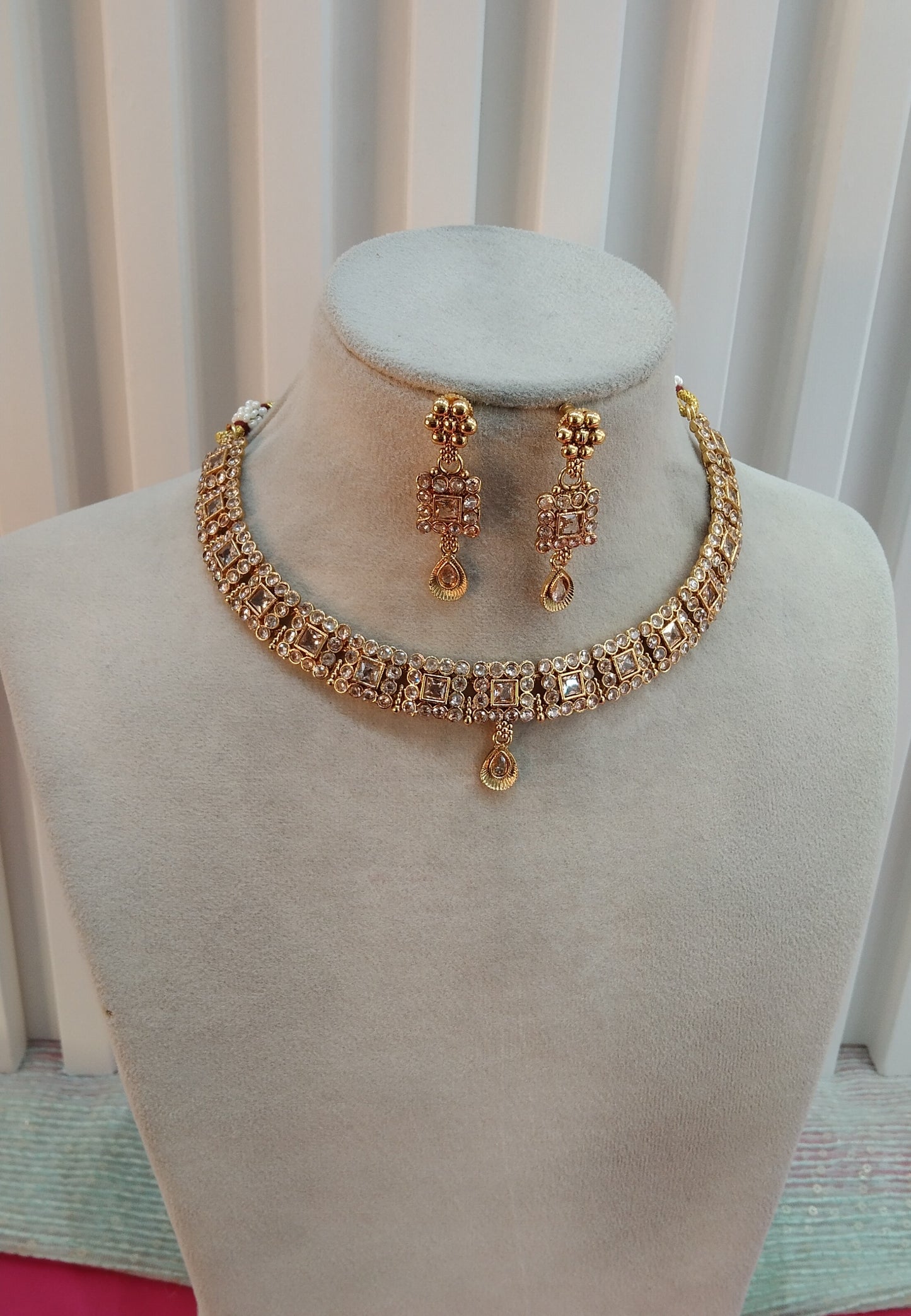 Gold Polki Necklace Indian Jewellery Studio Set