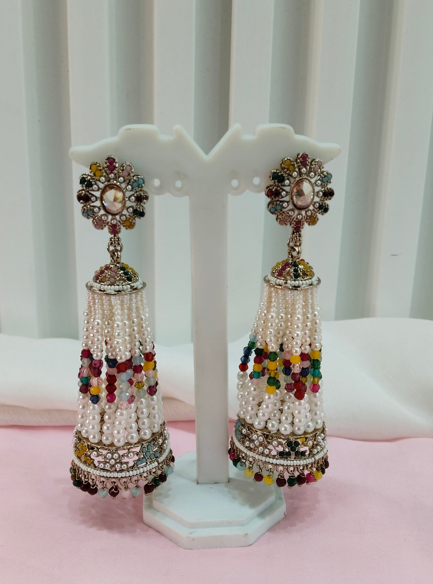 Multi Color Antique Gold Bollywood Indian Earrings Paavni Set