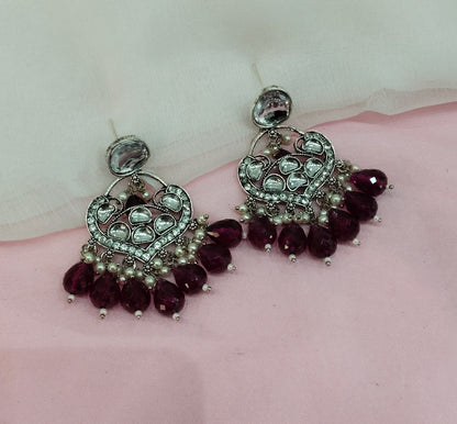 Purple Oxidized Metal Pushpa Indian Earrings Set