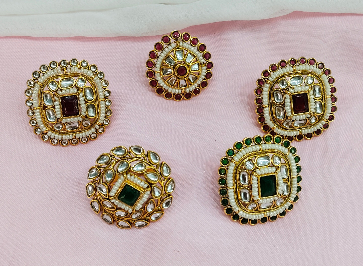 Kundan Adjustable Indian Finger Rings