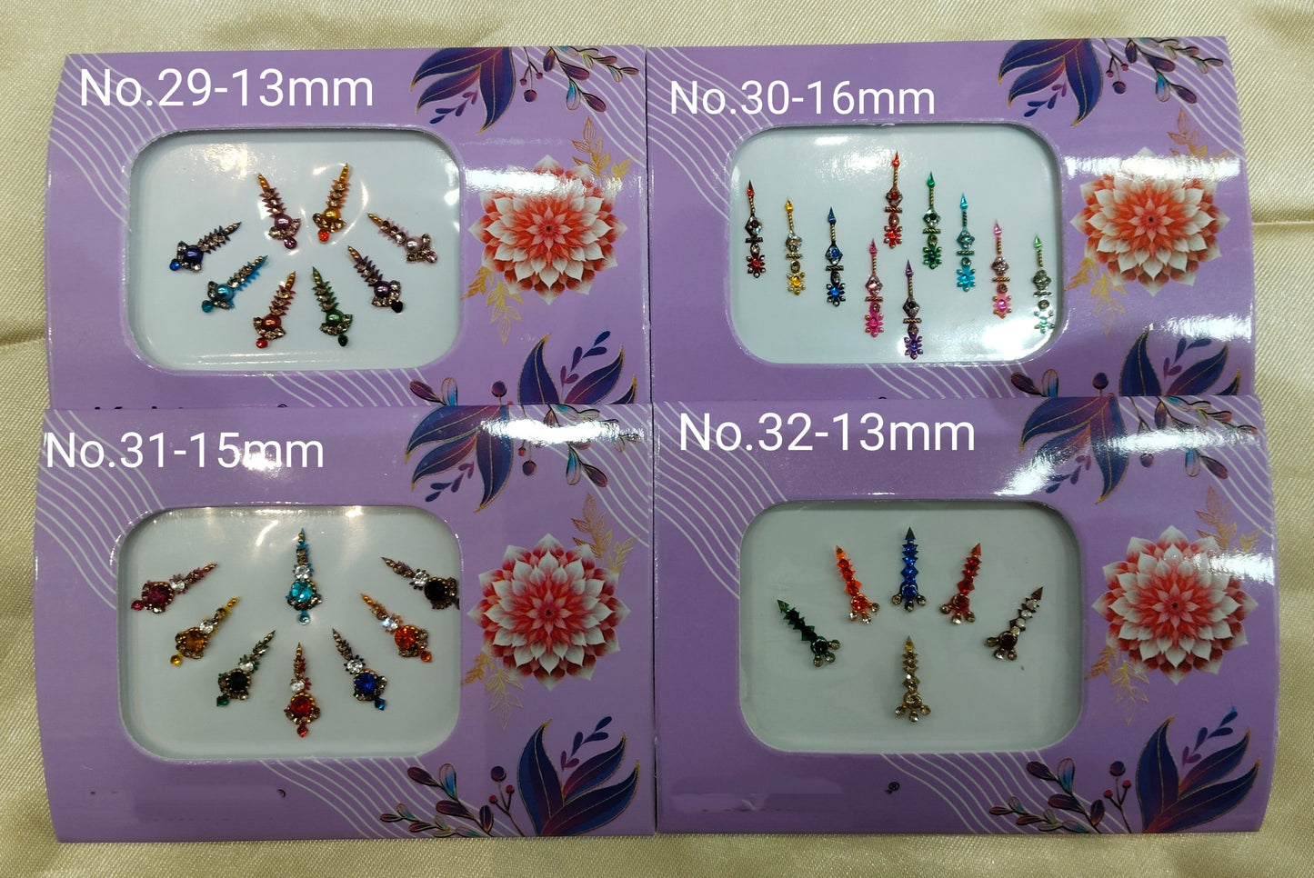 Indian Bindis Tattoo Sticker Multicolor Bollywood Card