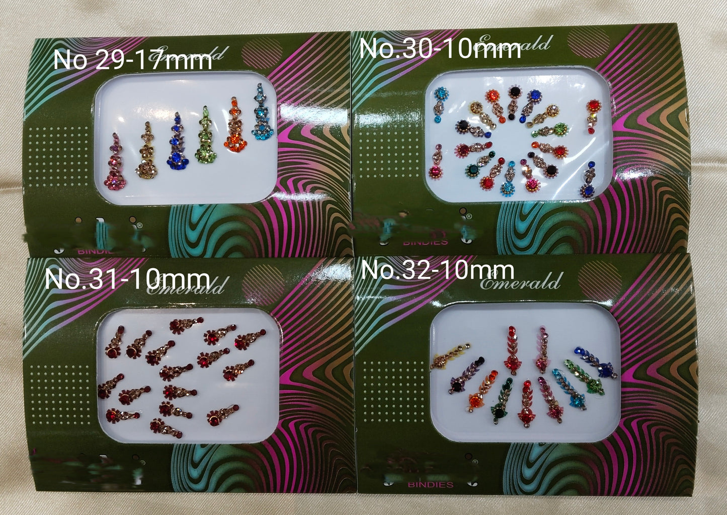 Indian Bindis Tattoo Sticker Multicolor Bollywood Card