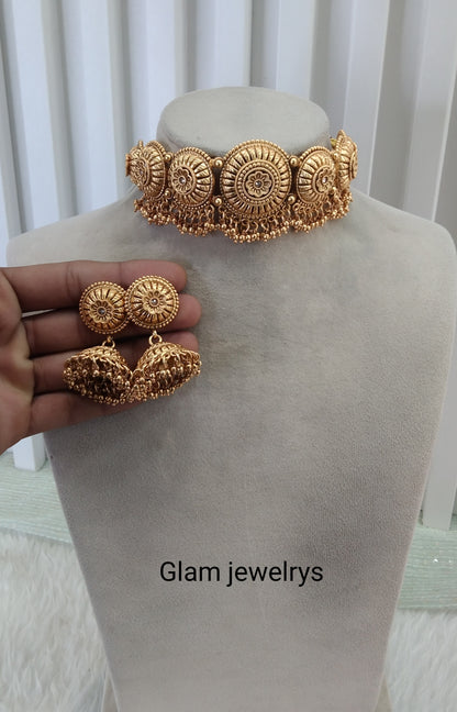 Gold Polki Choker Indian Jewellery Jannvi Set