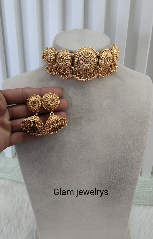 Gold Polki Choker Indian Jewellery Jannvi Set