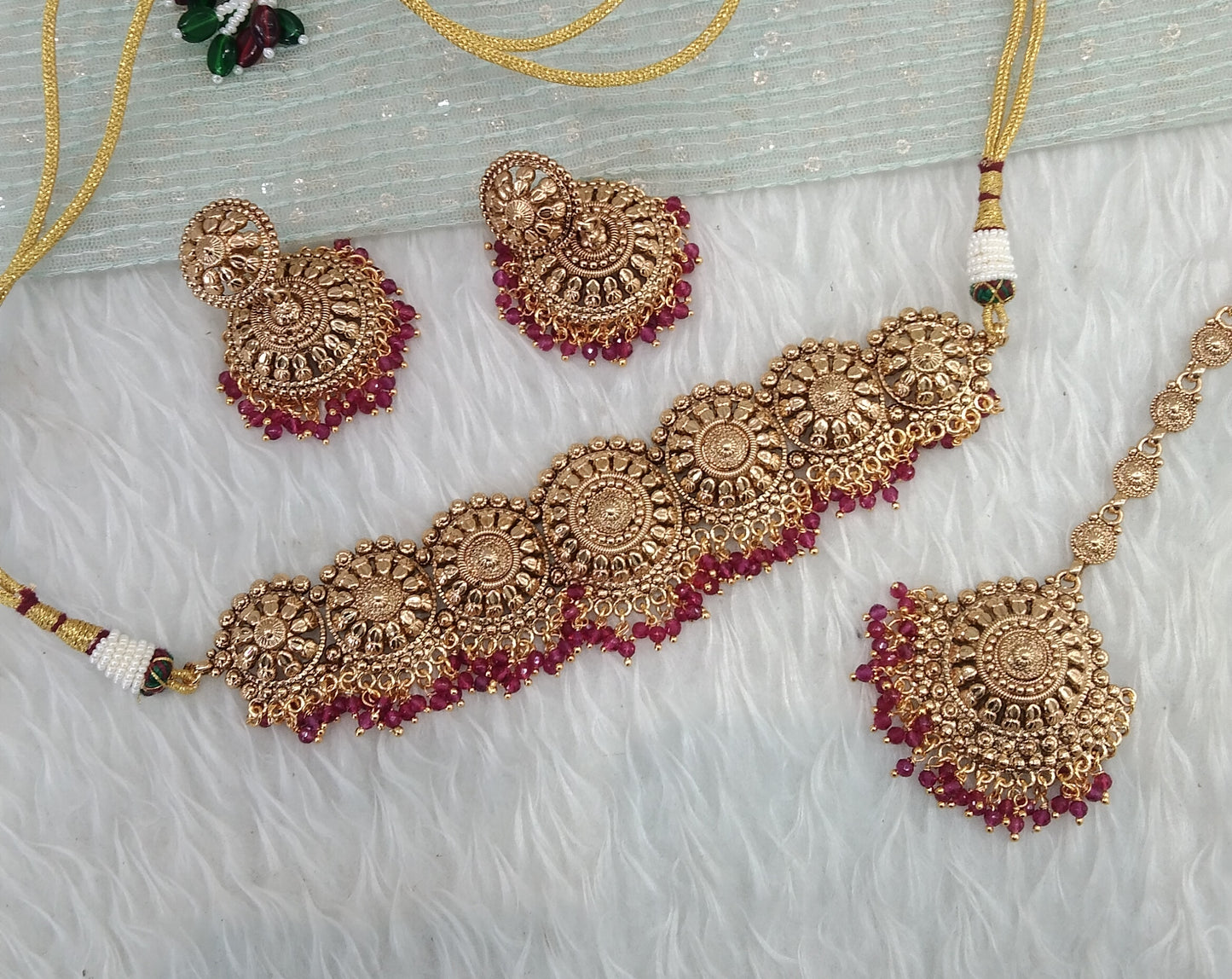 Ruby Gold Polki Choker Indian Jewellery Jannvi Set