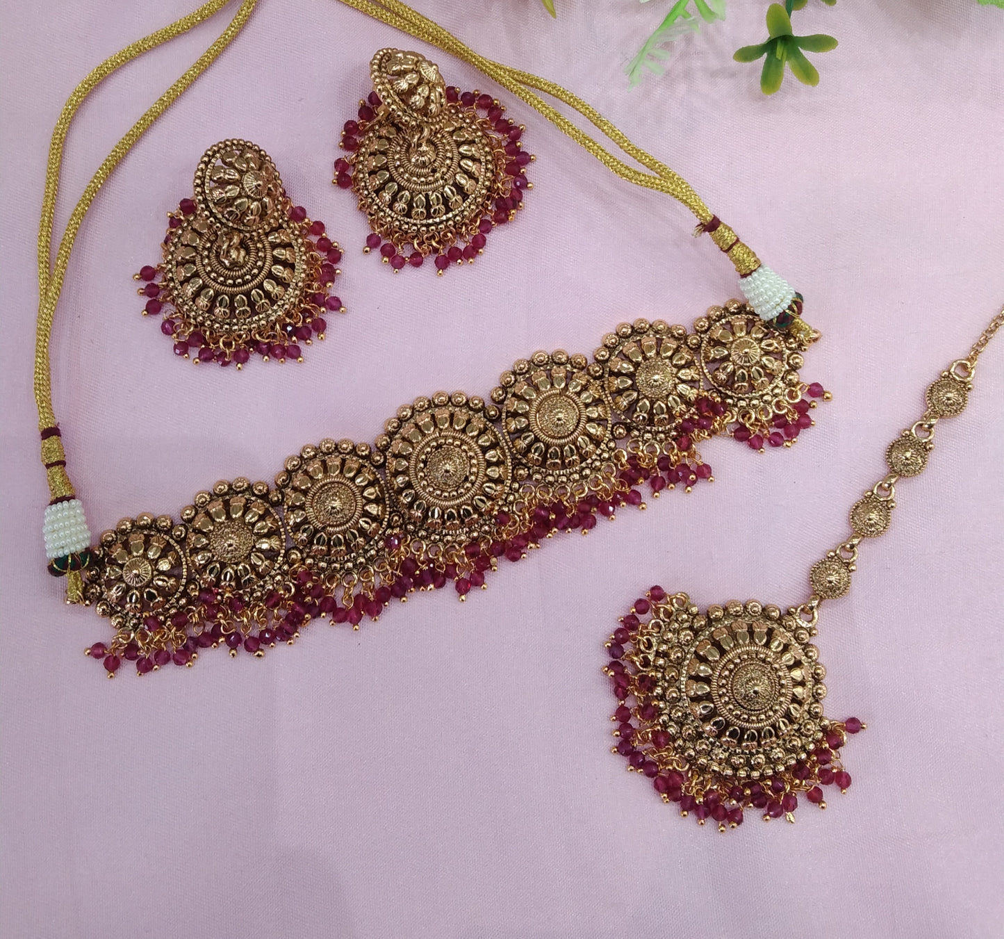 Ruby Gold Polki Choker Indian Jewellery Jannvi Set