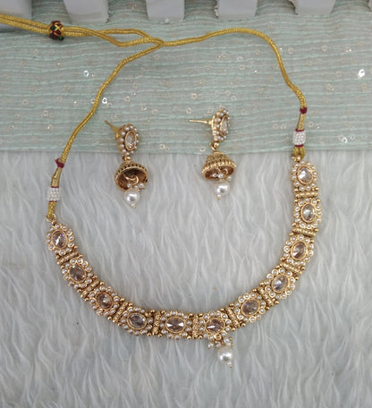 Gold Polki Necklace Indian Jewellery Monika Set