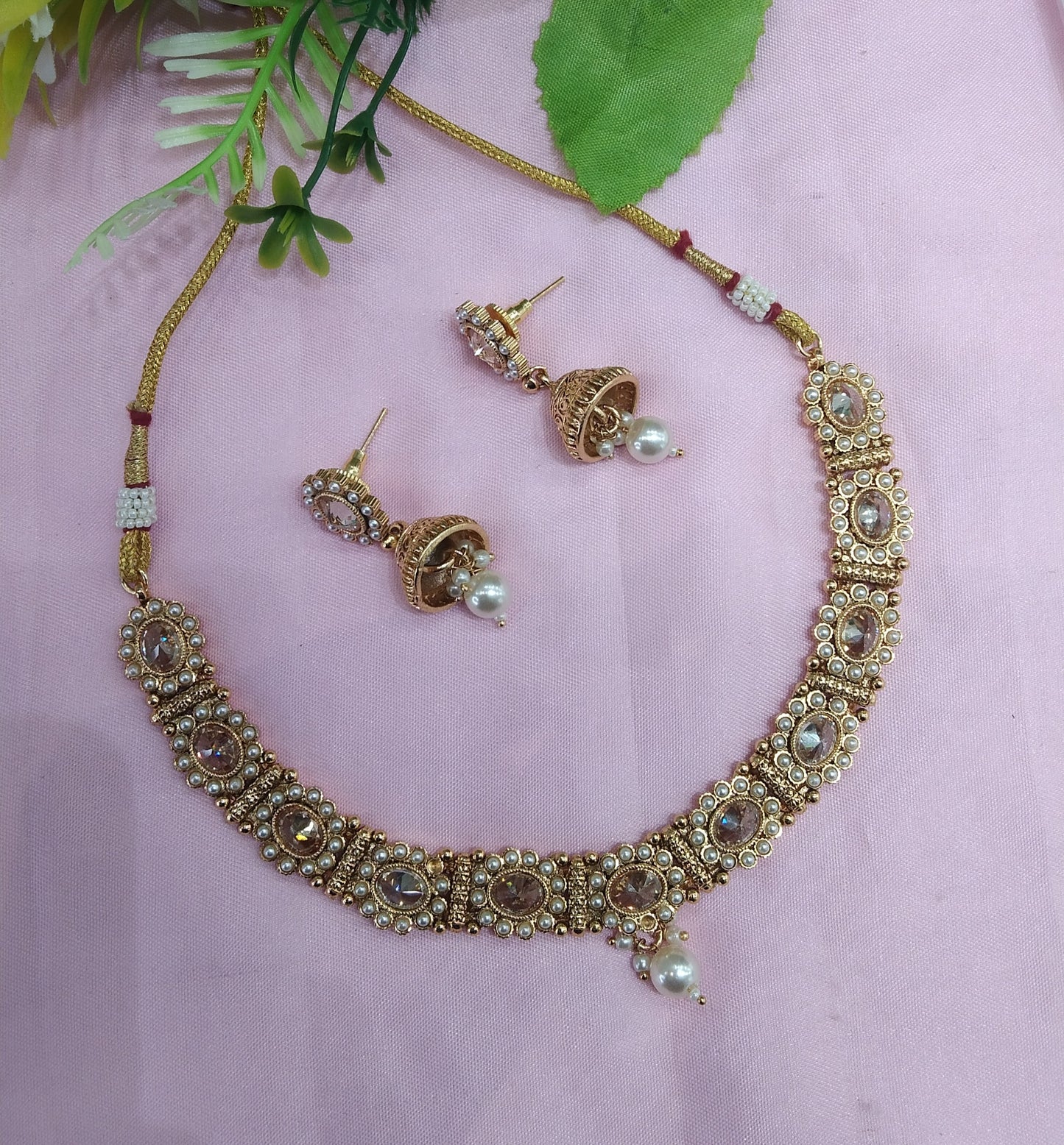 Gold Polki Necklace Indian Jewellery Monika Set