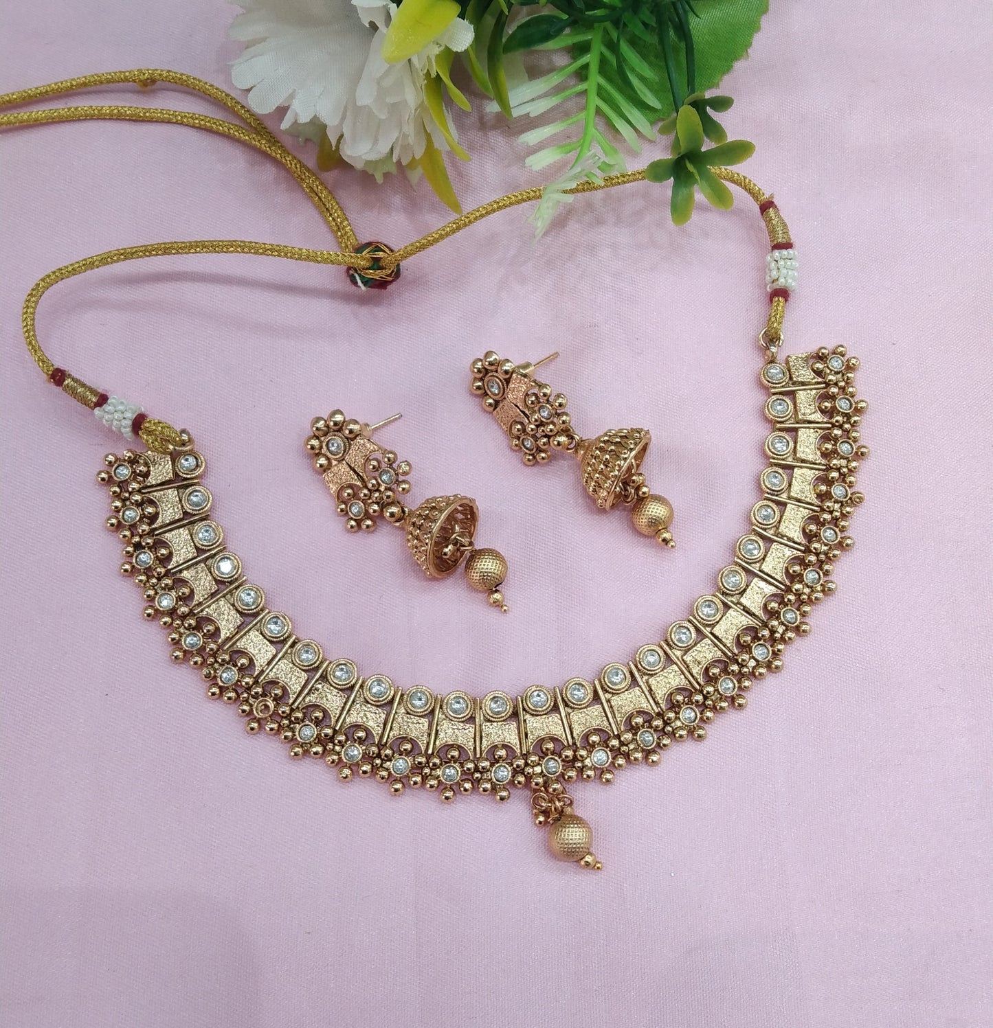 Gold Polki Necklace Indian Jewellery Hanita Set