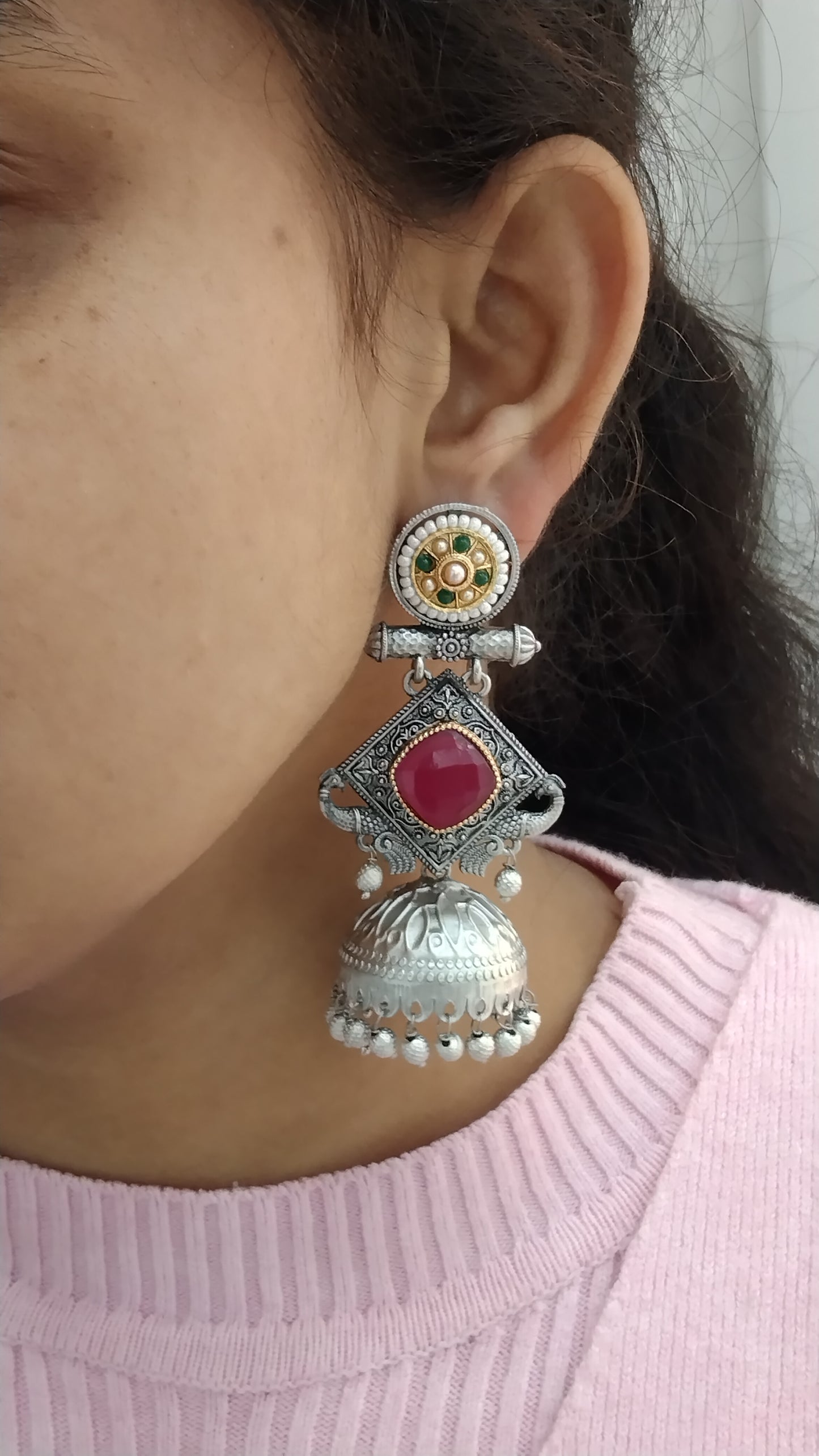 Brass Jhumka Bollywood Prabha Earrings