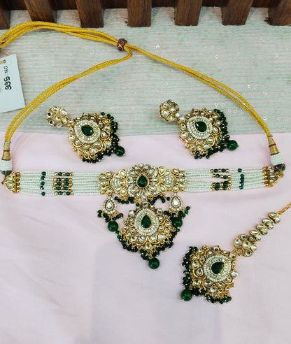 Green Kundan Choker Indian Jewellery Vanca Set