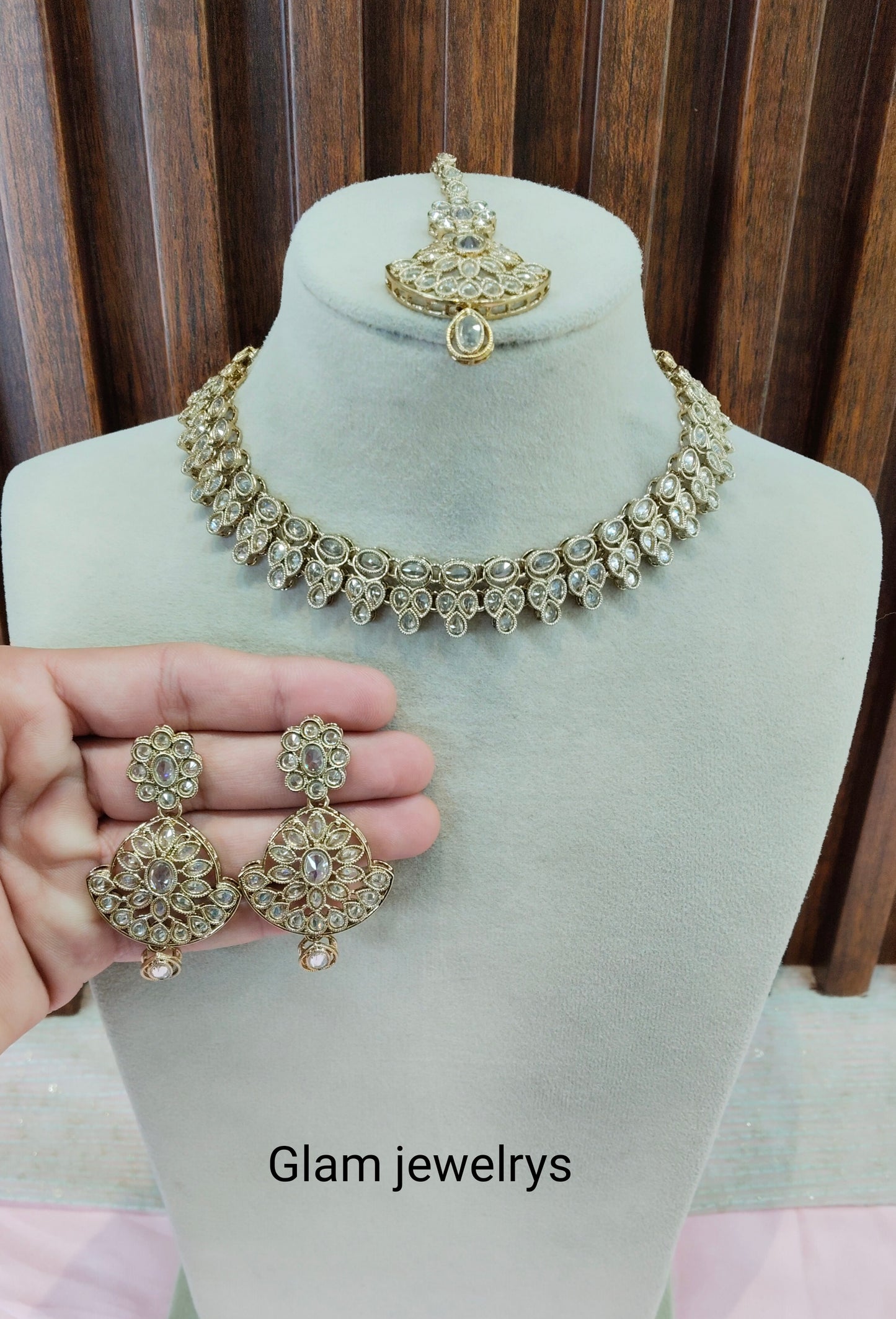 Antique White Necklace Indian Jewellery Gaish Set