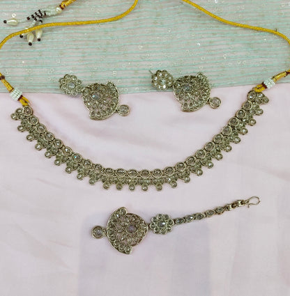 Antique White Necklace Indian Jewellery Gaish Set