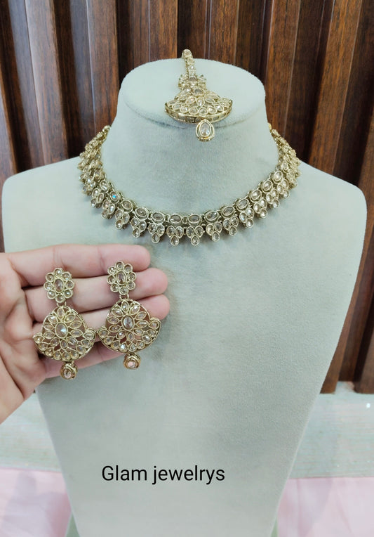 Antique Gold Necklace Indian Jewellery Gaish Set