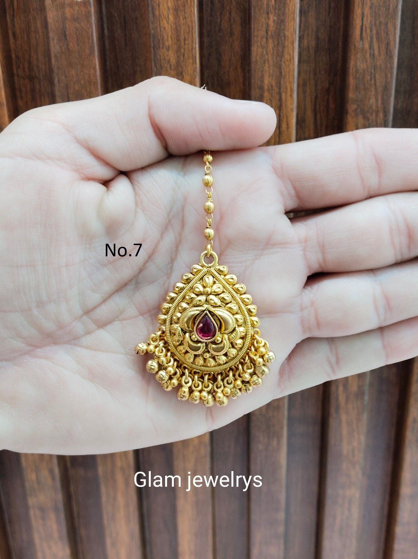 Gold polki Tikka Jewellery  Headpiece Gurpiar Set