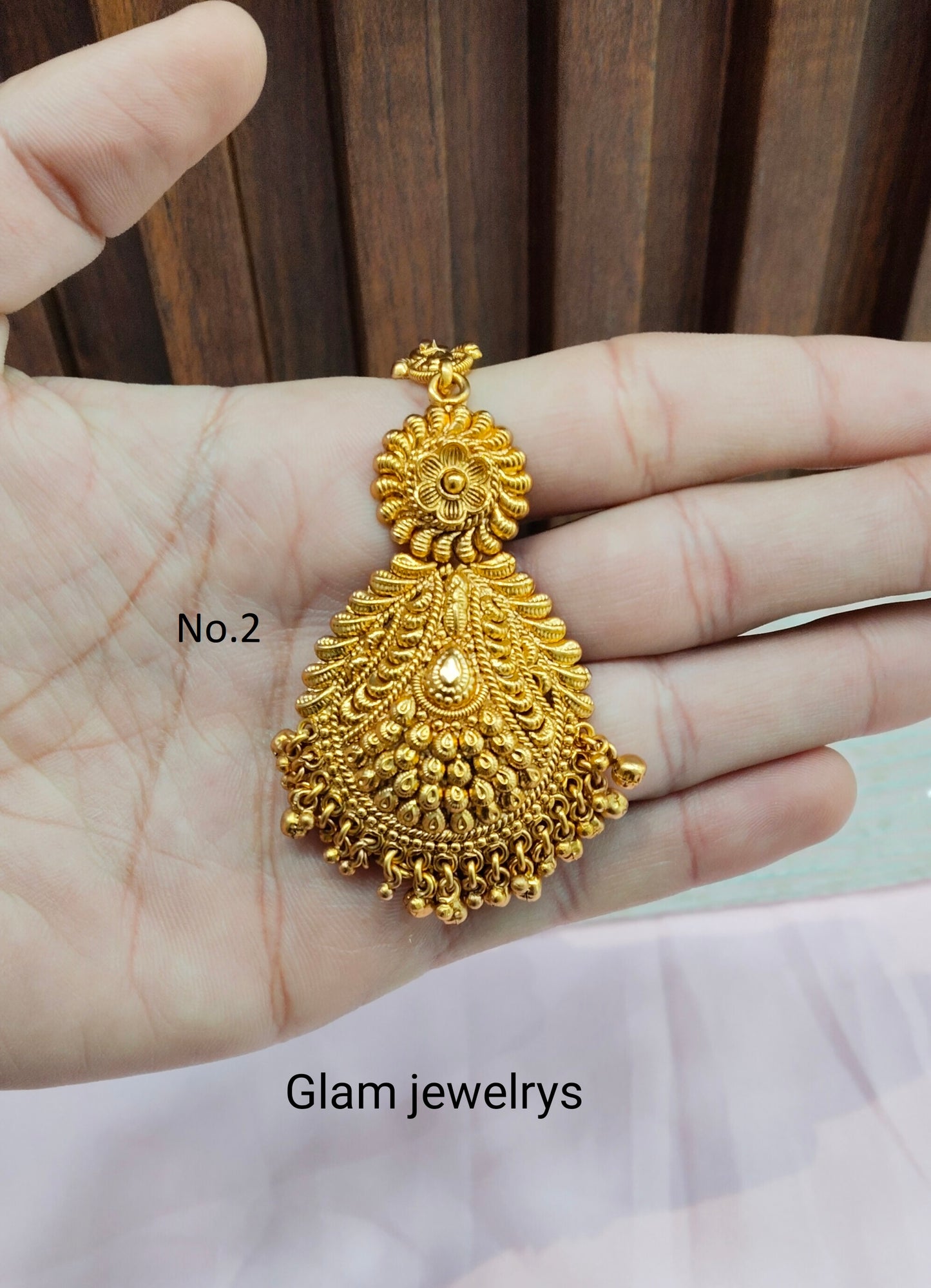 Gold polki Tikka Jewellery  Headpiece Gurpiar Set