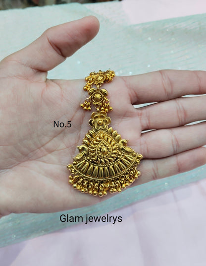 Gold polki Tikka Jewellery  Headpiece Gurpiar Set