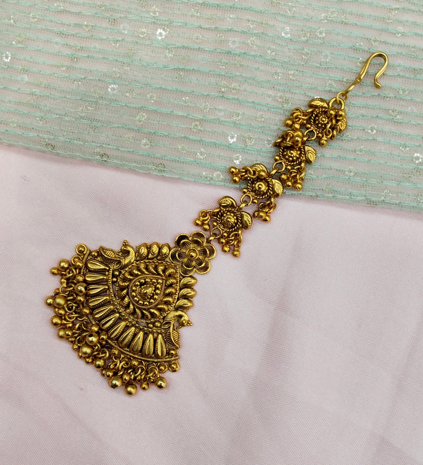 Gold polki Tikka Jewellery  Headpiece Gurpiar Set