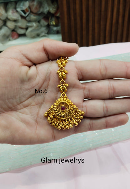 Gold polki Tikka Jewellery  Headpiece Gurpiar Set