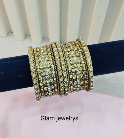 Indian bangles jewelry Set/Traditional bollywood jewelry/Antique gold bangles