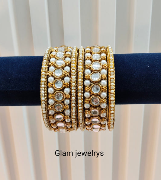 Indian bangles jewelry Set/Traditional bollywood jewelry/Kundan gold bangles