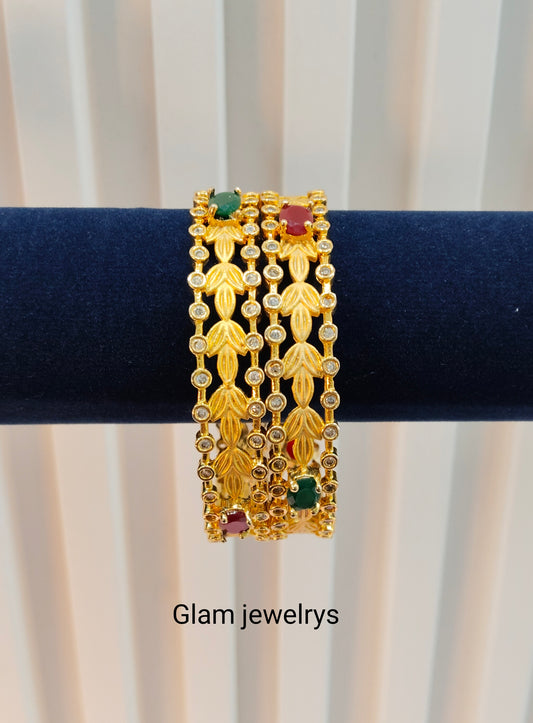 2.6 Size Indian bangles jewelry /Traditional bollywood jewelry/Ruby Green gold bangles