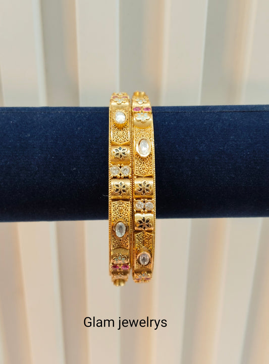 2.6 Size Indian bangles jewelry /Traditional bollywood jewelry/Ruby gold bangles