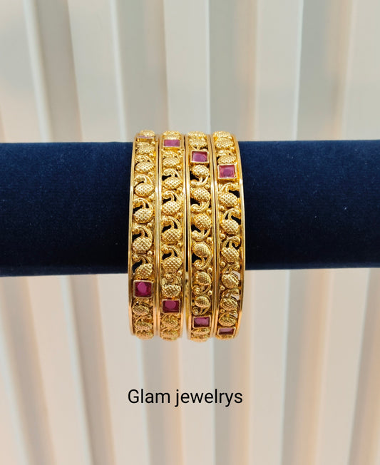 2.6 Size Indian bangles jewelry /Traditional bollywood jewelry/Ruby Gold bangles