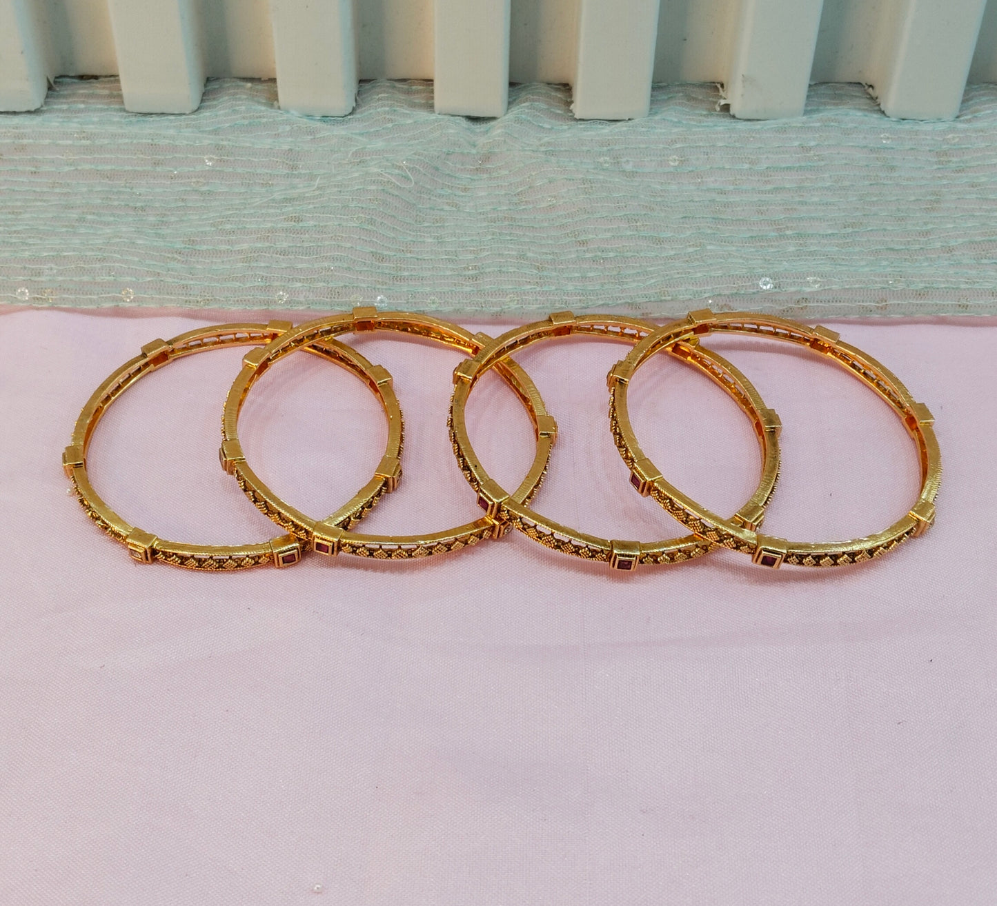 2.6 Size Indian bangles jewelry /Traditional bollywood jewelry/Ruby Gold bangles