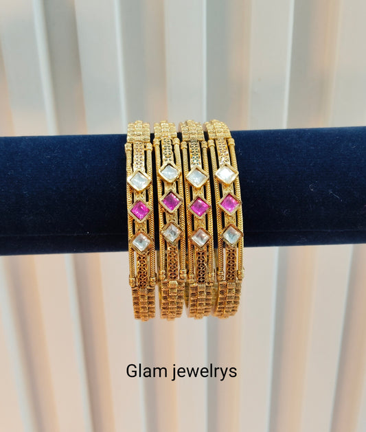 2.8 Size Indian bangles jewelry /Traditional bollywood jewelry/Ruby Gold bangles