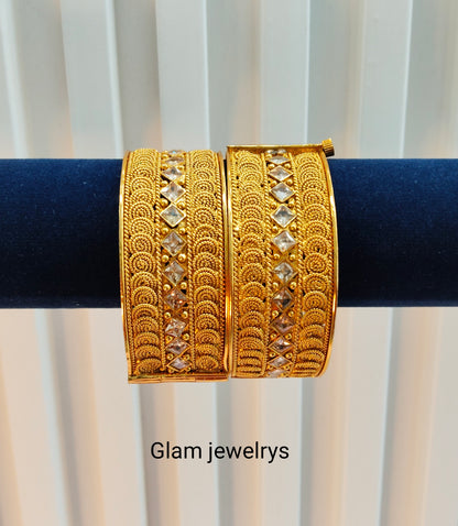 2.4 Size Indian bangles jewelry /Traditional bollywood jewelry/Screw Gold bangles