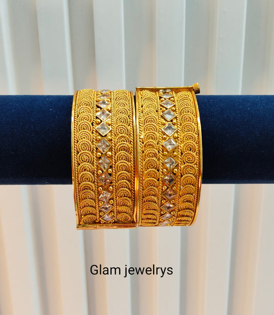 2.4 Size Indian bangles jewelry /Traditional bollywood jewelry/Screw Gold bangles