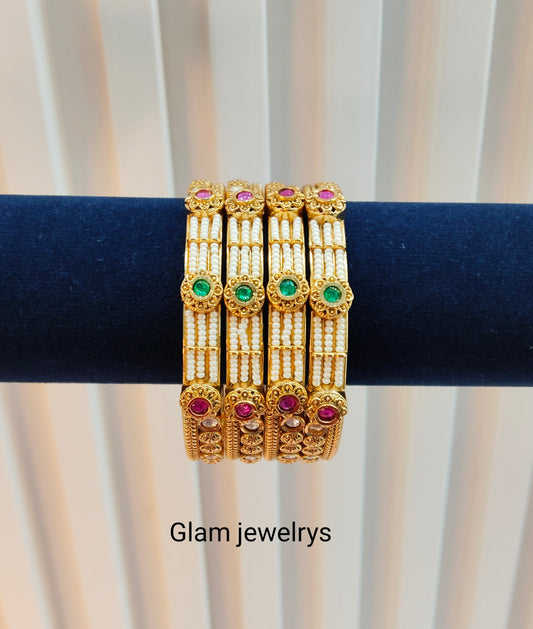 2.4 Size Indian bangles jewelry /Traditional bollywood jewelry/Ruby Green Gold bangles