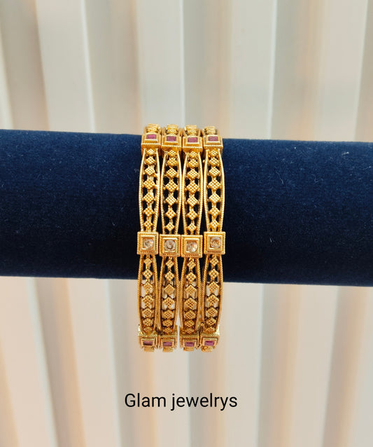 2.4 Size Indian bangles jewelry /Traditional bollywood jewelry/Ruby Gold bangles