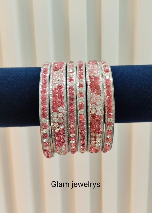 2.6 Size Indian bangles jewelry /Traditional bollywood jewelry/Silver Pink Antique bangles