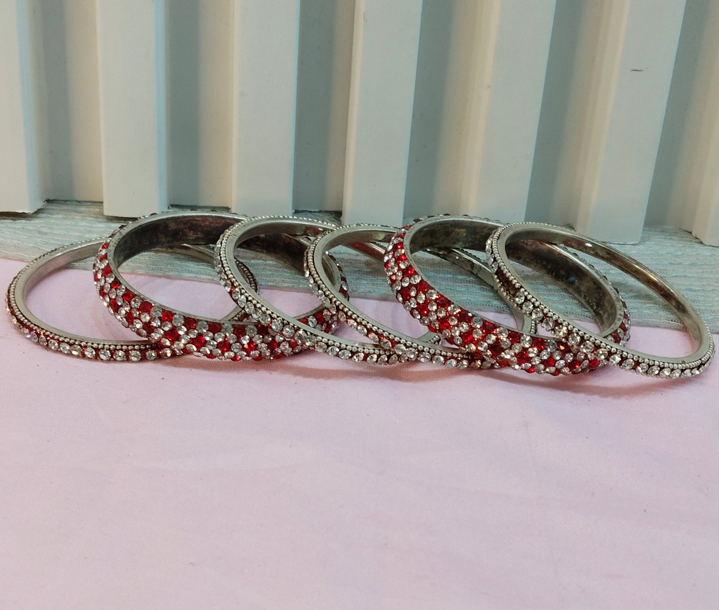 2.6 Size Indian bangles jewelry /Traditional bollywood jewelry/Silver Red Antique bangles