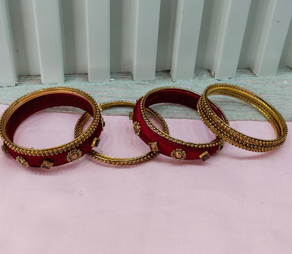 2.6 Size Indian bangles jewelry /Traditional bollywood jewelry/Maroon Antique bangles