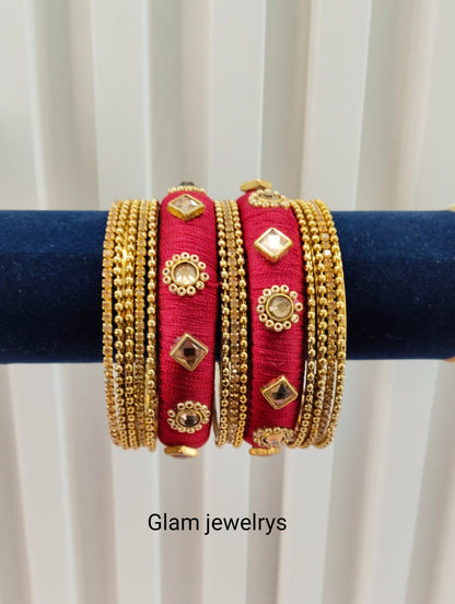 2.6 Size Indian bangles jewelry /Traditional bollywood jewelry/Maroon Antique bangles