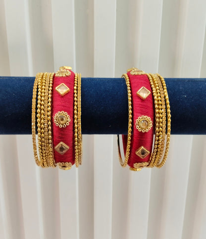 2.6 Size Indian bangles jewelry /Traditional bollywood jewelry/Maroon Antique bangles