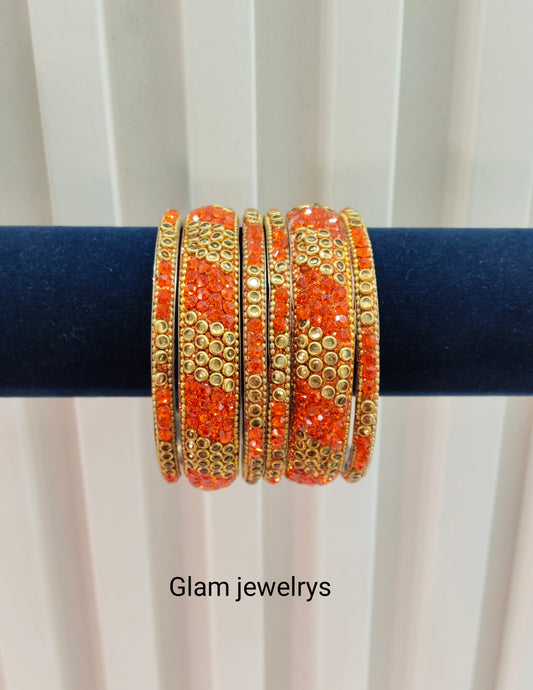 2.6 Size Indian bangles jewelry /Traditional bollywood jewelry/Orange Antique bangles