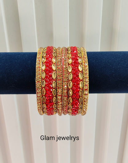 2.6 Size Indian bangles jewelry /Traditional bollywood jewelry/Red Antique bangles