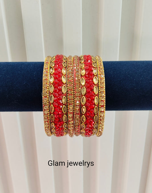 2.6 Size Indian bangles jewelry /Traditional bollywood jewelry/Red Antique bangles